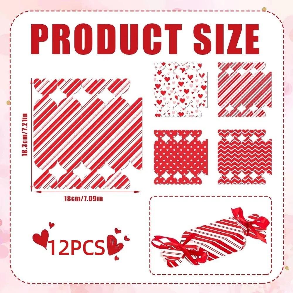 DIY Valentine's Day Candy Container Red Heart Printed Snack Packaging Box  Valentines Day