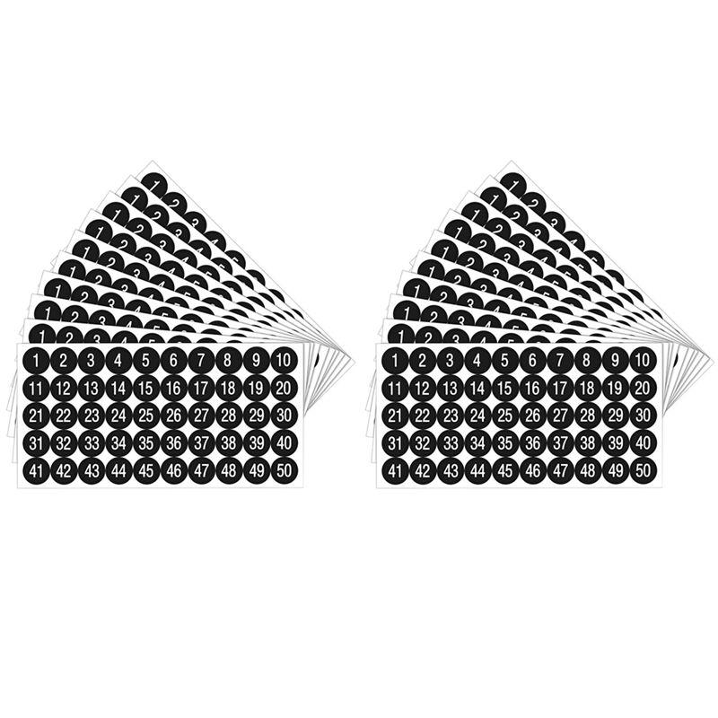 A84E-40Pcs 1 To 50 Number Stickers Consecutive Number Stickers 1Inch Self-Adhesive Decal For Inventory Storage Classification