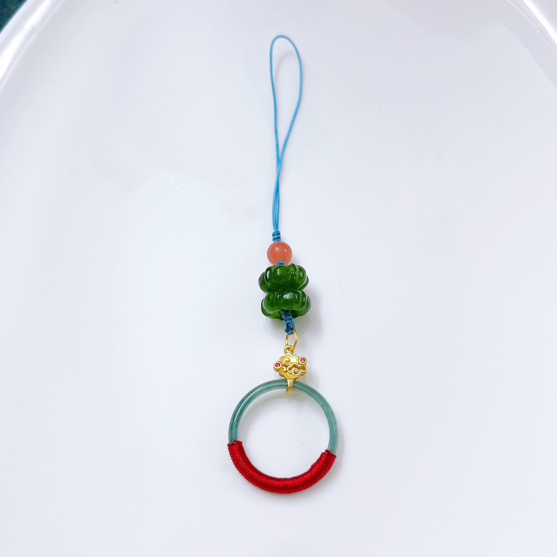 A-Grade Blue Water Jade Keychain with 925 Silver Fittings One Size