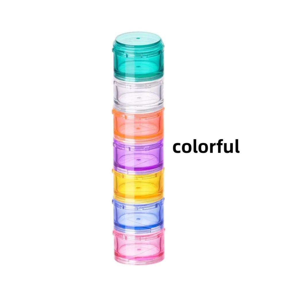 Portable 8 Colors Pill Case Plastic Stackable Weekly Tablet Holder Sealed Storage with Lid 7 Days Pill Box Travel