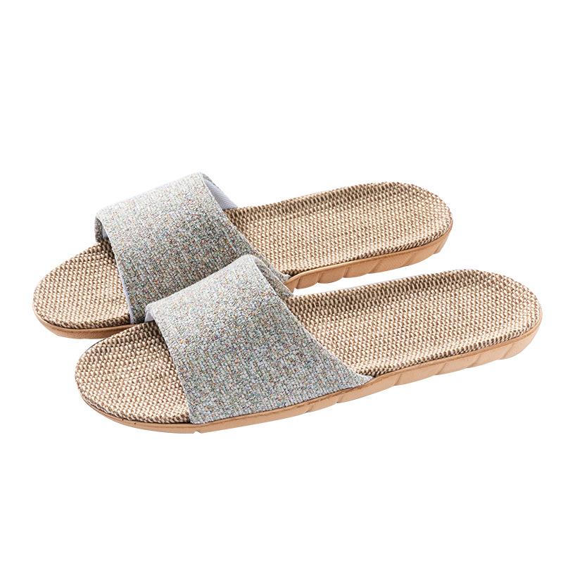 Linen Slippers Household Thick-soled Straw Weaving Men and Women Summer Cool Slippers Home Indoor Non-slip and Non-smelly Feet