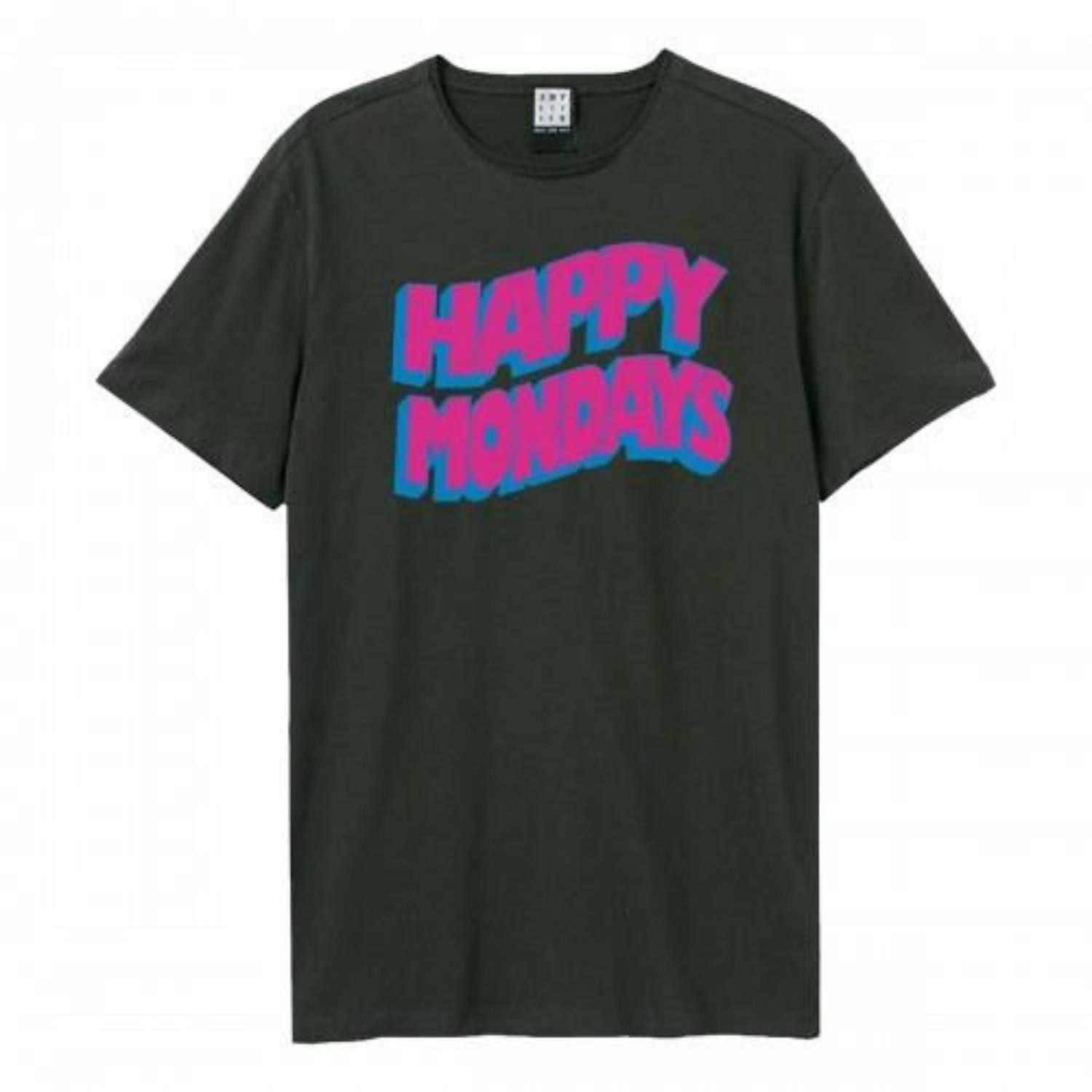 Amplified Unisex Adult Wave Logo Happy Mondays T-Shirt S