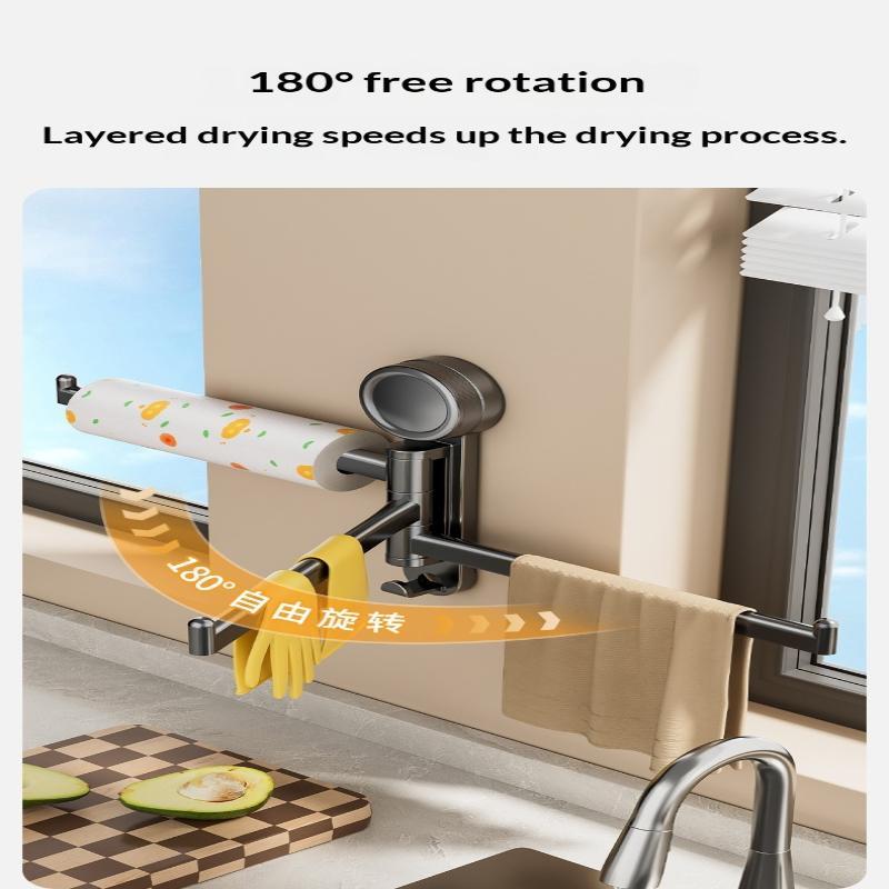 Swivel Towel Rack, 3-Arm Suction Cup Towel Holder, Thicken Aluminum Swing Out Towel Bar, Rustproof Space Saving Towel Hanger