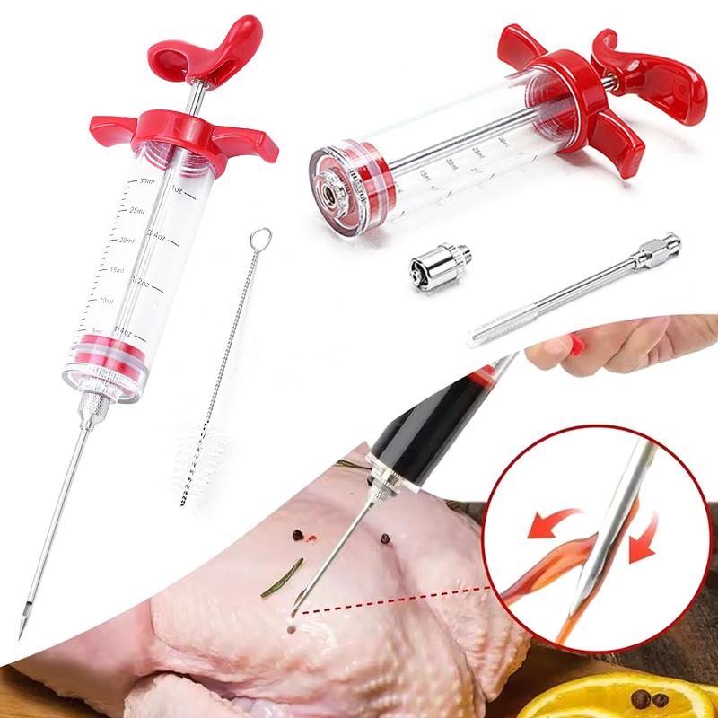 30ml/50ml Meat Marinade Injector Home Cooking Gadgets Syringe with Different Needles Cleaning Brush Turkey Chicken Beef Tool ZYF