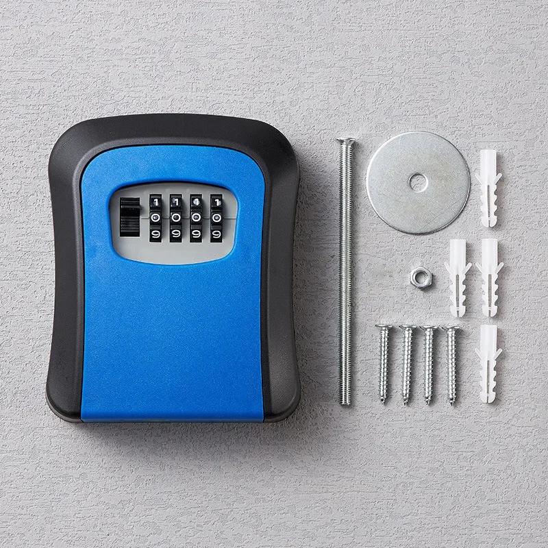 Home Key Lock Box Wall-mounted 4-digit Password Security Lock Key Storage Waterproof Storage Box for Home Office Key Storage