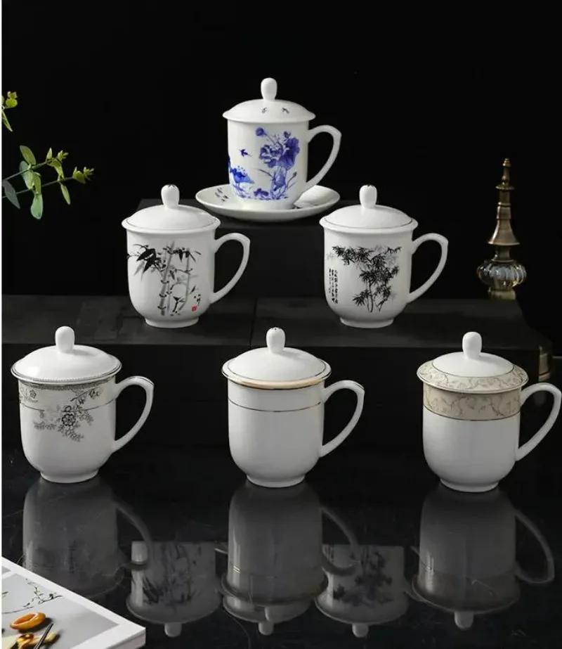 Blue and White Porcelain Mugs Cup Jingdezhen Bone China Ceramic Teacup Kettle with Lid Tea Cups