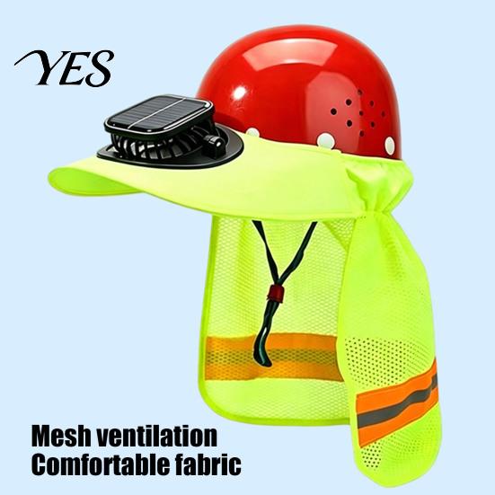 Solar-Ventilator-Sonnenhut für Bauhelm, Nackenschutz mit Schirm und breiter Krempe, Reflektierendes Visier Hohe Sichtbarkeit für Bauhelm-Zubehör