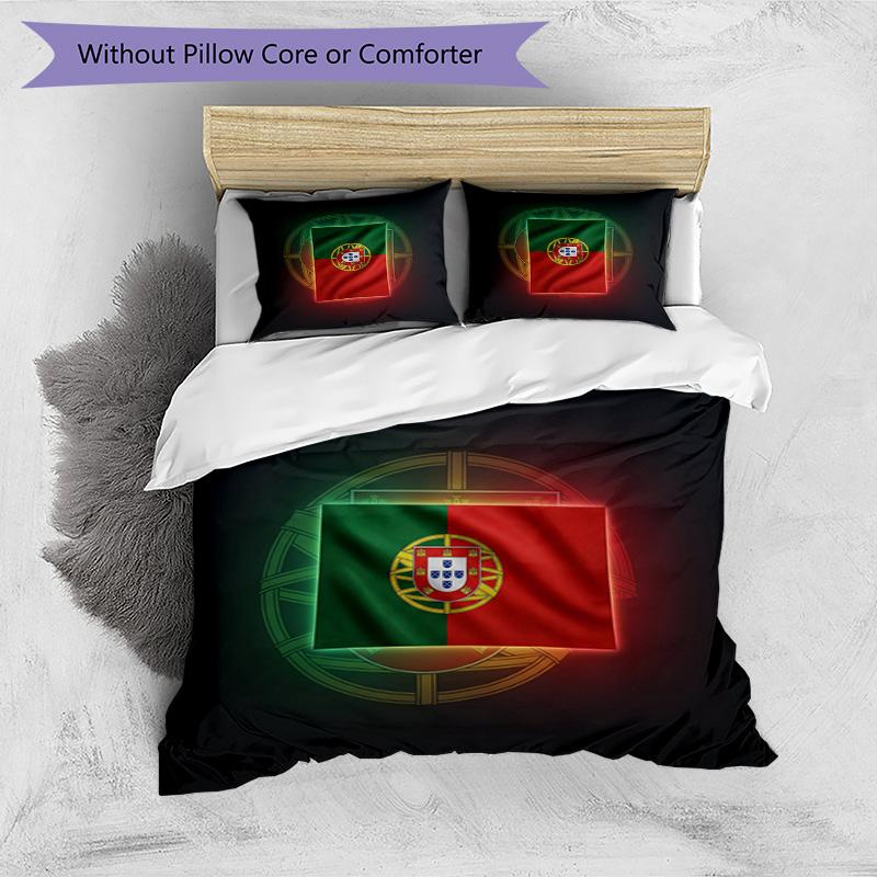 Set Biancheria da Letto Stampata Calcio Portogallo 3 Pezzi Set Copriletto Traspirante Accogliente come Regalo per la Casa Nuova o per le Feste