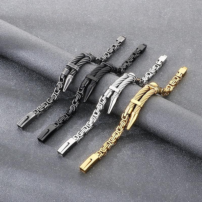 2026 Creative Design Weiya Line Steel Wire Nail Jewelry Rock Emperor Chain Titanium Steel Men's Bracelet