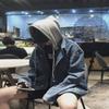 Men's Trendy Korean-Style Denim Hooded Jacket - Fake Two-Piece Autumn Top