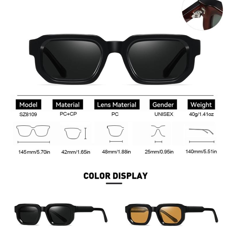 Fashion Square Frame High-Quality Acrylic CP-Plugged Sunglasses Outdoor Sports UV400 UV Protection Glasse Classic Driving Shades