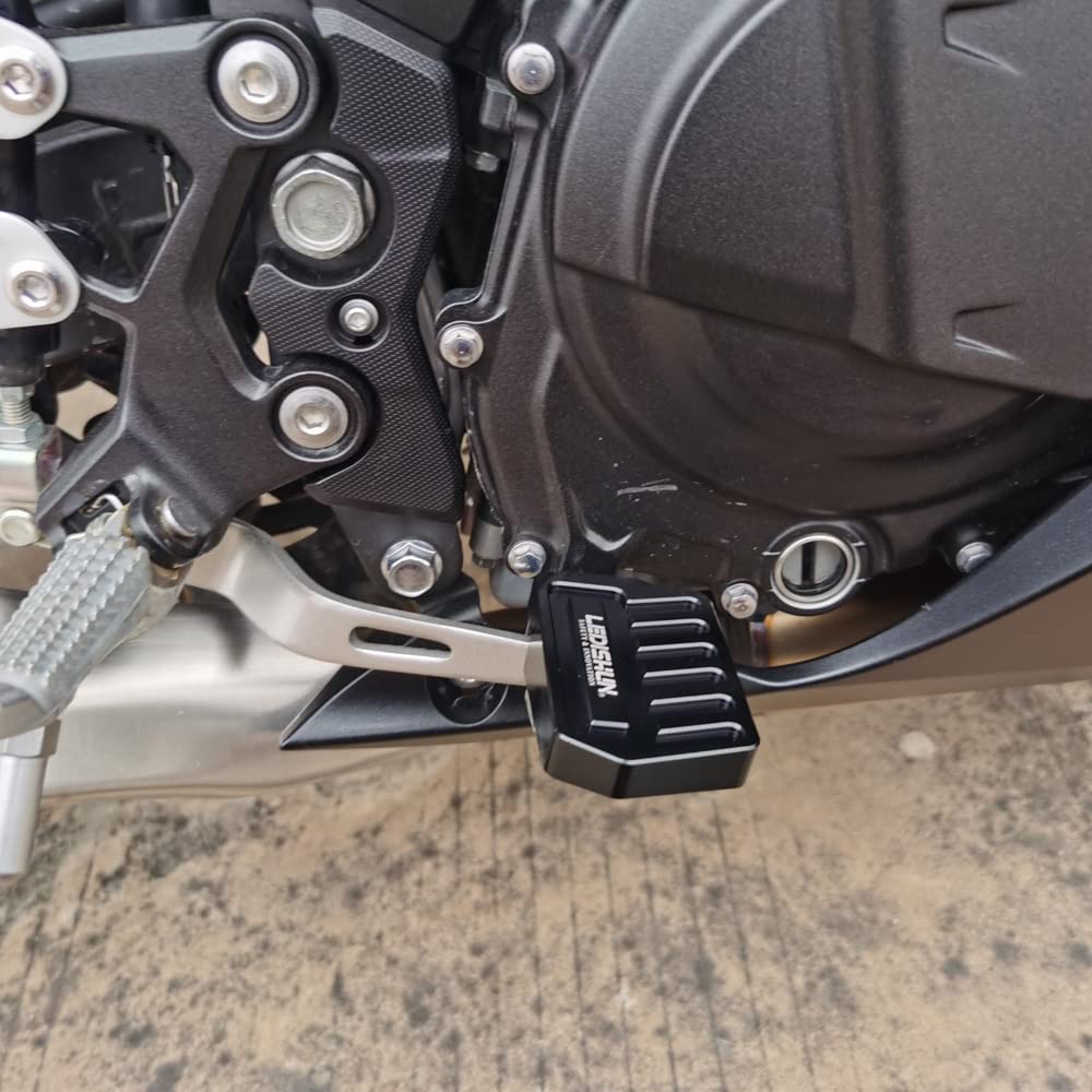 LEDISHUN CNC Aluminum Brake Pedal Extension Base Plate for Kawasaki Ninja 400 Z400 (2018-2025) and Ninja 250 Z250 (2019-2025) (Black)