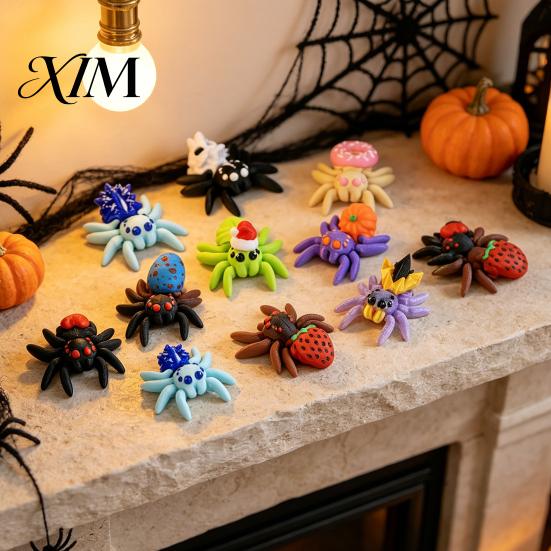 Spooky Halloween Decorations 3D Printed Spider Egg Set with 10Pcs Articulated Small Spiders, Movable Joint Safe PLA Toys Figurines, Fidget Toy,