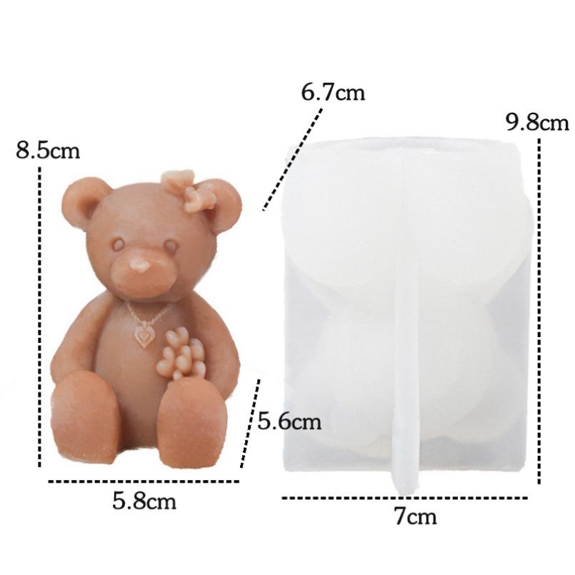 

3D Bowknot Bear Silicone Candle Molds Handmade Animal Soap Plaster Crafts Resin Casting Tool DIY Chocolate Ice Cake Mold