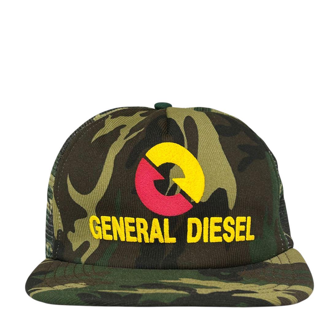 

[USED] Nearly dead 80s USA made camouflage trucker cap with foam print and company logo
