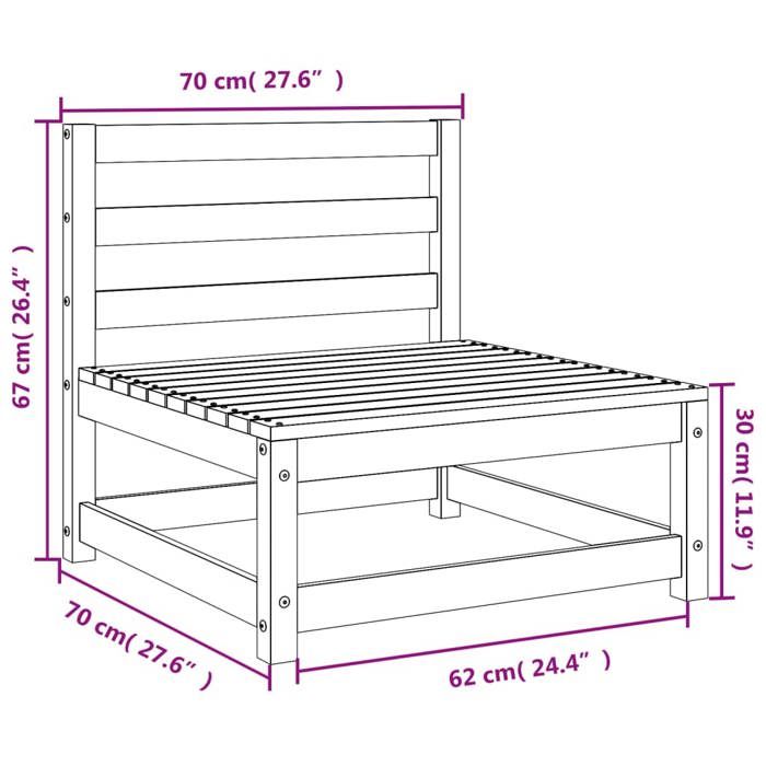 VidaXL Canapé de Jardin sans Accoudoirs, Siège avec Dossier, Meuble de Terrasse Patio Arrière-cour Extérieur, 70x70x67 cm 837920
