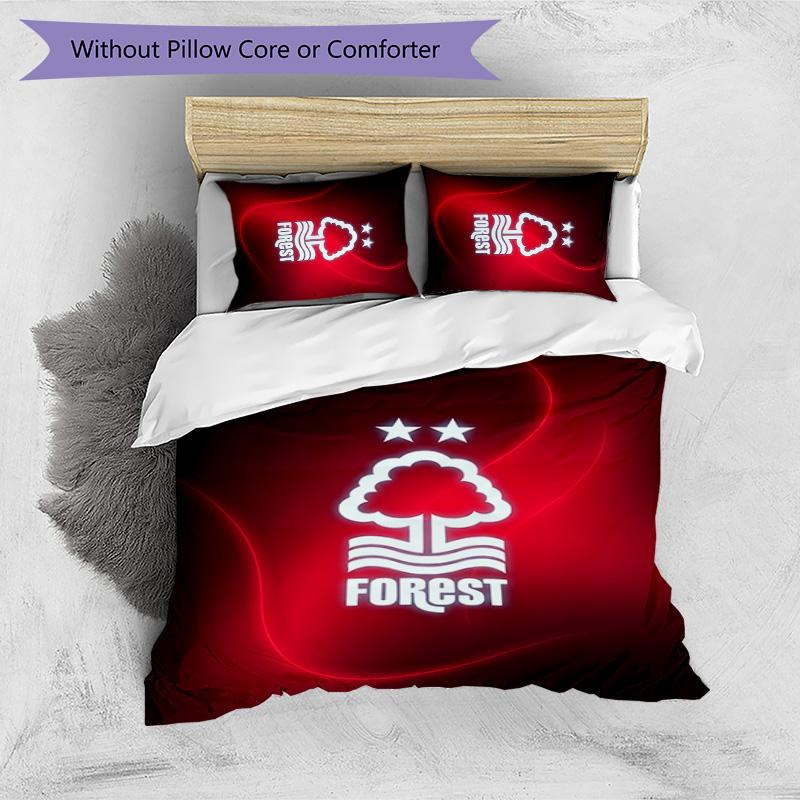 Set Lenzuola Stampato Nottingham Forest Football 3 Pezzi, Comodo Set Copripiumino per Camera da Letto Amico della Pelle