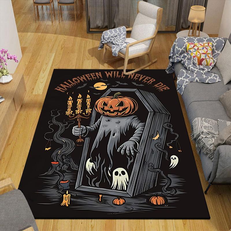 1Pc Halloween Horror Icons Rug, Office Carpet Indoor Outdoor Doormat, Non-Slip, Comfortable, Living, Christmas Halloween, Xmas Gift G1232