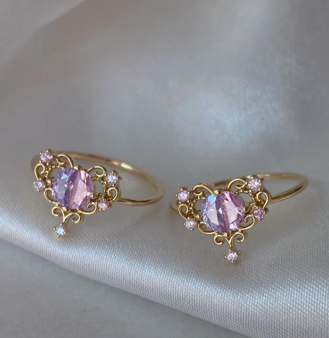 New Cute Colorful Zircon Flower Ring For Women Girl Fashion Vintage Zircon Adjustable Rings Jewelry Gift