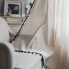 Small Daisy Curtain Cotton Linen Tassel Blackout Bay Flat Window Cover American Small Window Kitchen Curtain Semi-shading Hooks