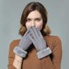 Women Winter Suede Gloves Fur Cuffs Touchscreen Gloves Soft Warm Fleece Lined Gloves
