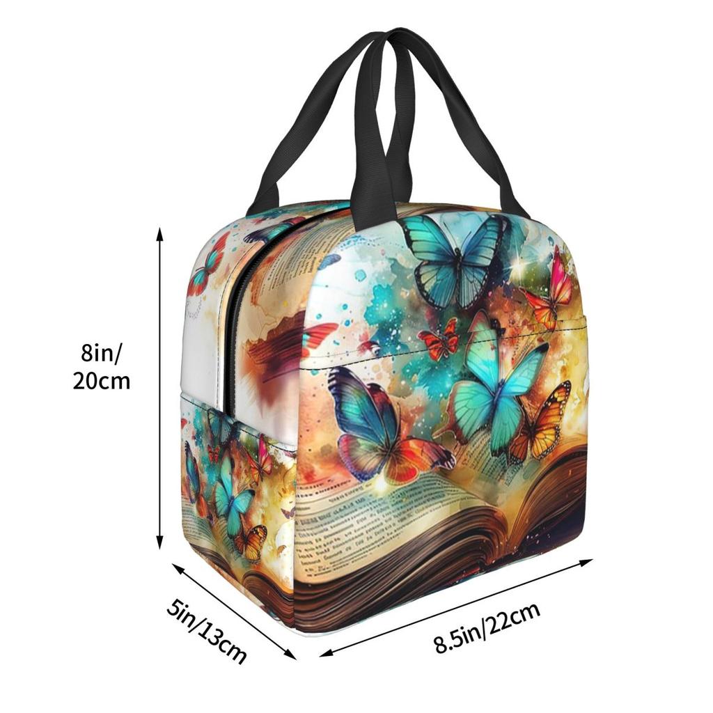 A Fluorescent Butterfly On The Book Of Life Insulated Lunch Bag for Women Children Leakproof Food Boxes Thermal Lunch Box Tote