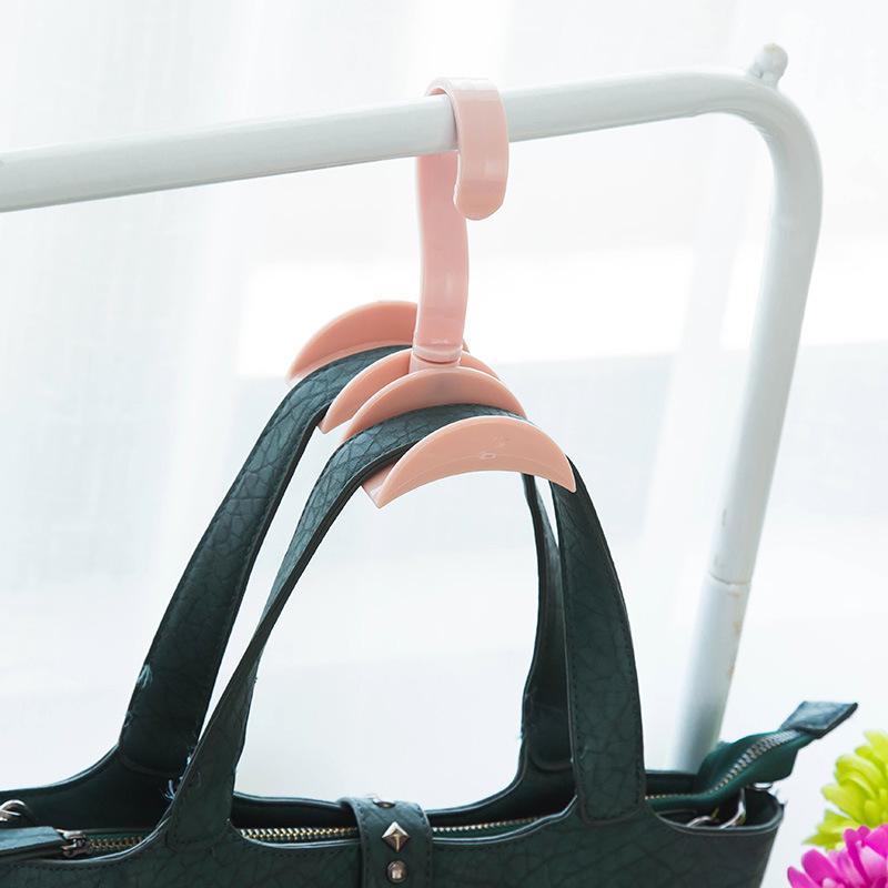 Solid-color Household Style 360° Rotatable Backpack Hook Drying Rack Creative Wardrobe No-drilling Bag Storage Rack