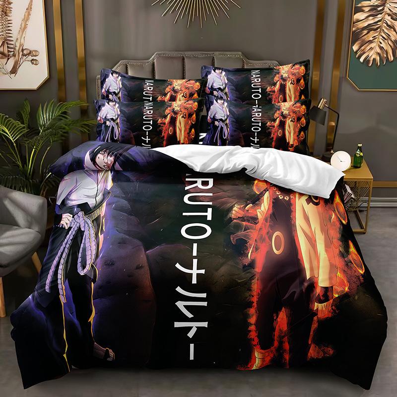 Naruto Bedding Suit Quilt Cover 3D Printed Bedroom Bed Cover Bedclothes 2/3pcs Anime Cartoon Room Decoration Xmas Gift