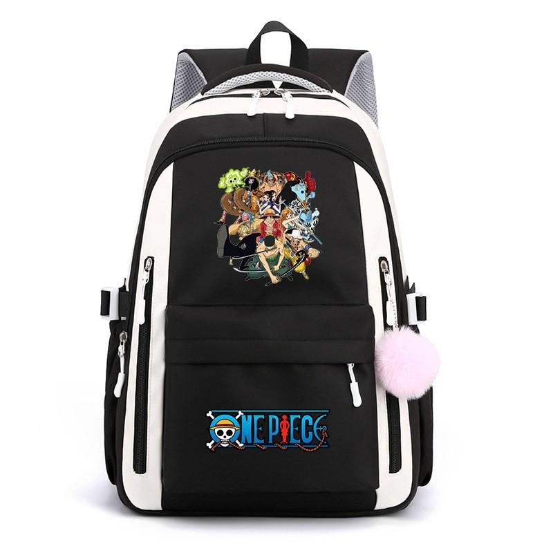 One Piece Anime Super Novice Luffy Printed Canvas School Backpack Teens High Capacity Travel Bag
