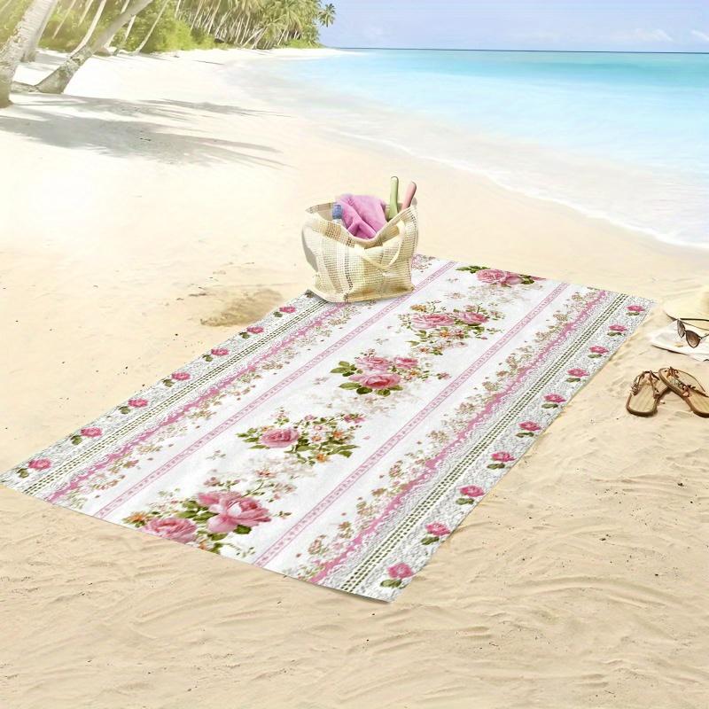 Vintage Viktorianische Florale Spitze Rosa Rosen Handtuch, Weiche Mikrofaser für Schwimmen Reisen Spa