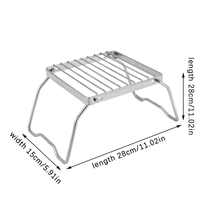 Teglia Supporto Pieghevole da Esterno Acciaio Inossidabile Porta Fornello Camping Portatile Pieghevole Mini Griglia Barbecue