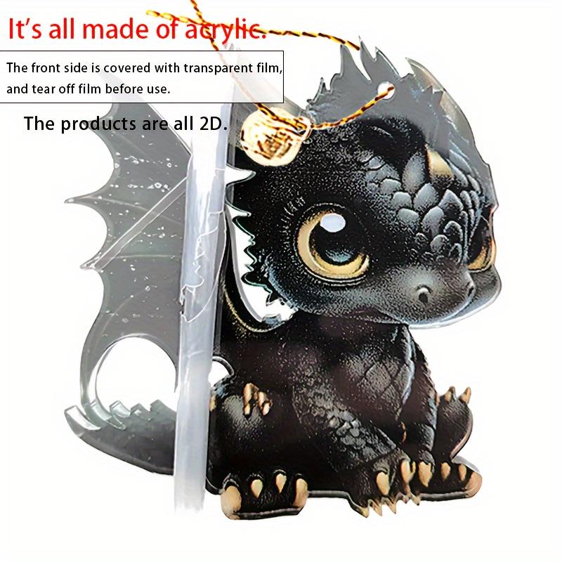 2D Acrylic Black Dragon Design Decorative Pendant Car Rearview Mirror Decoration Pendant Christmas Tree Ornament