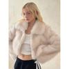 Luxury Fluffy Faux Fur Coat Women Cropped Turn Down Collar Jacket Fashion Thick War Outerwear 2024 Lady New Streetwear Overcoats