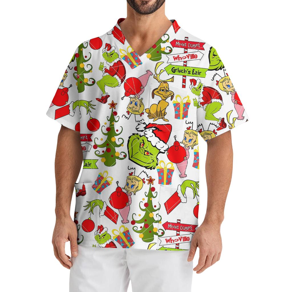 Pánské ležérní tričko s krátkým rukávem, véčkovým výstřihem a potiskem, s přední kapsou