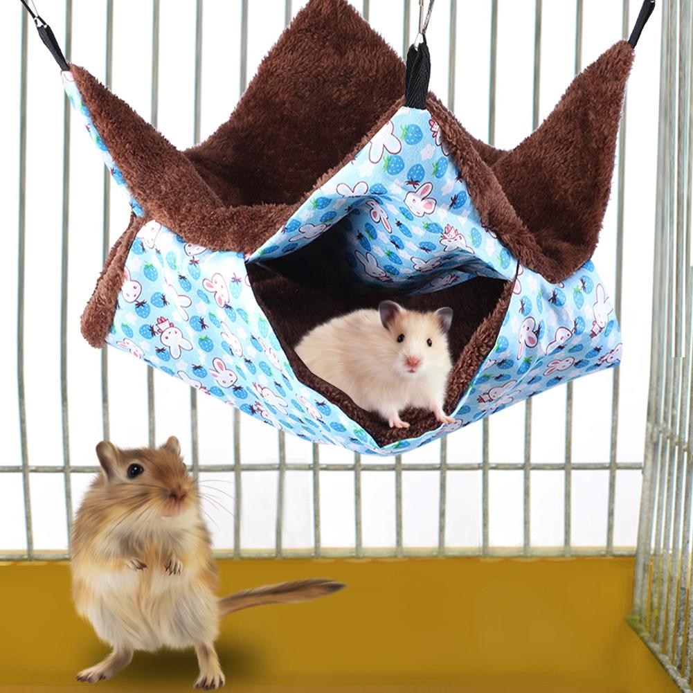 Zweischichtige Zwischenlage Kleine Haustier Hängematte Nest Hängendes Schlafbett für Hamster Eichhörnchen