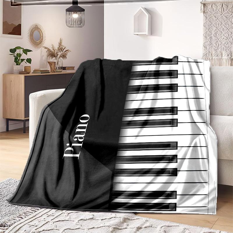 1PC Piano Keys Music Printed Blanket, All Season Lightweight Home Office Outdoor Nap Multifunctional Blanket A17