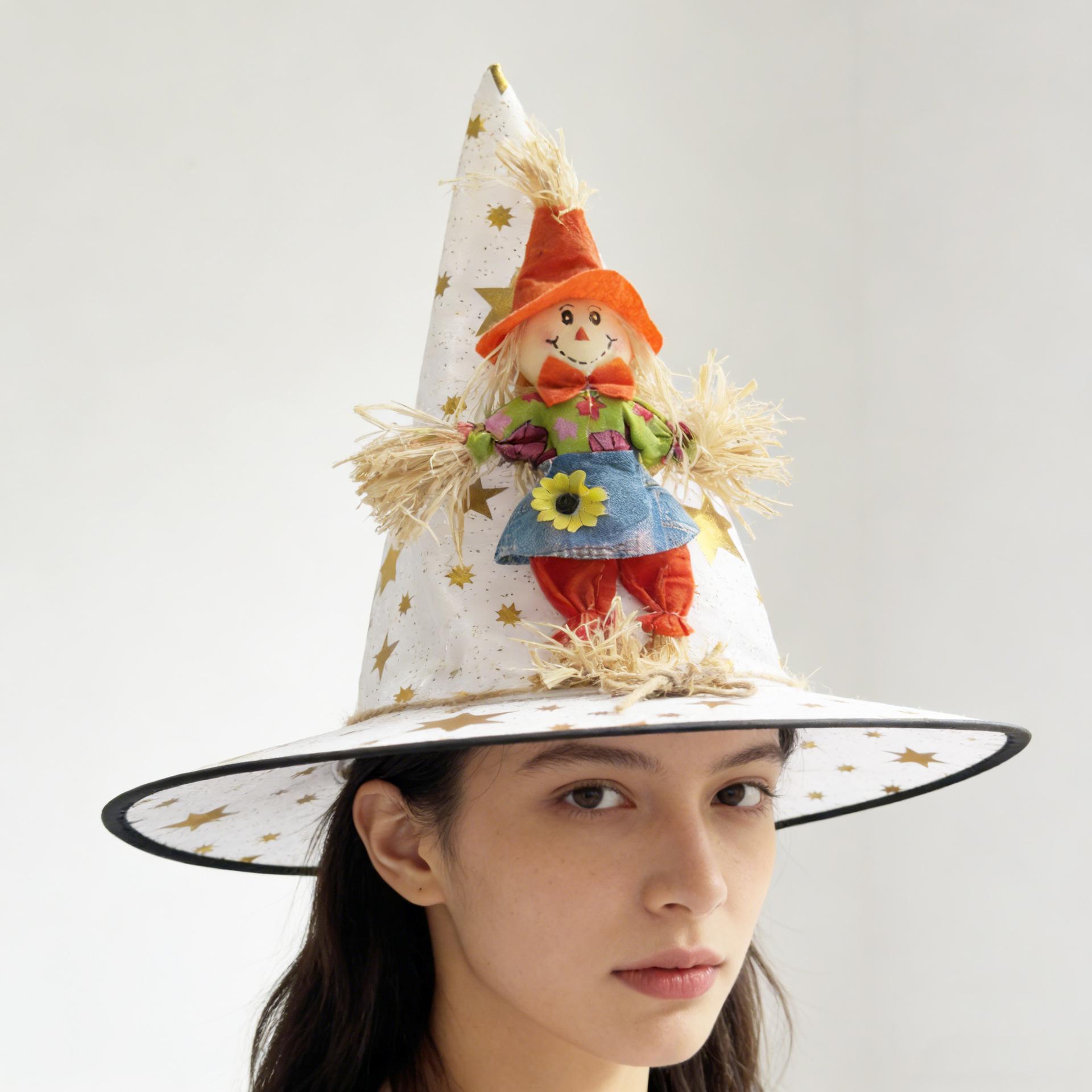 Halloween Wizard & Witch Hat for Kids and Adults - Cute Scarecrow and Magician Party Decoration. One Size