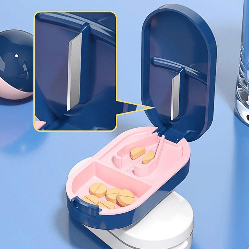 Portable Multiple Pill Cutter with Storage Box Pill Crusher Adjustable Pill Splitter Stainless Steel Cutting Blade
