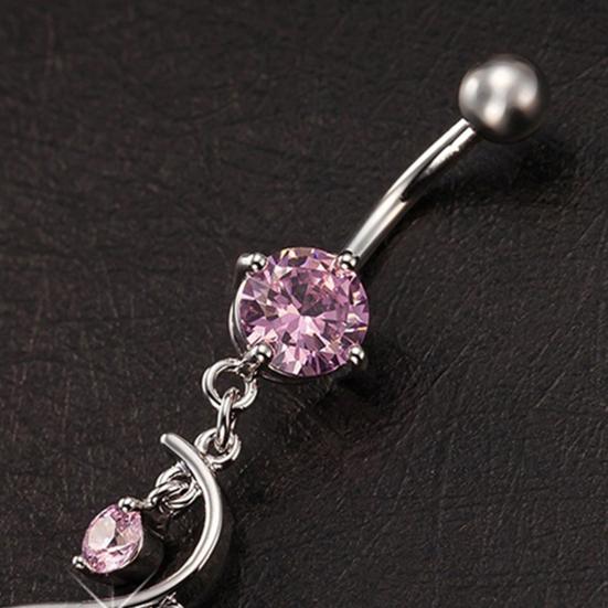 Sexy Shiny Cubic Zirconia Dangle Bikini Jewelry Belly Button Navel Barbell Ring