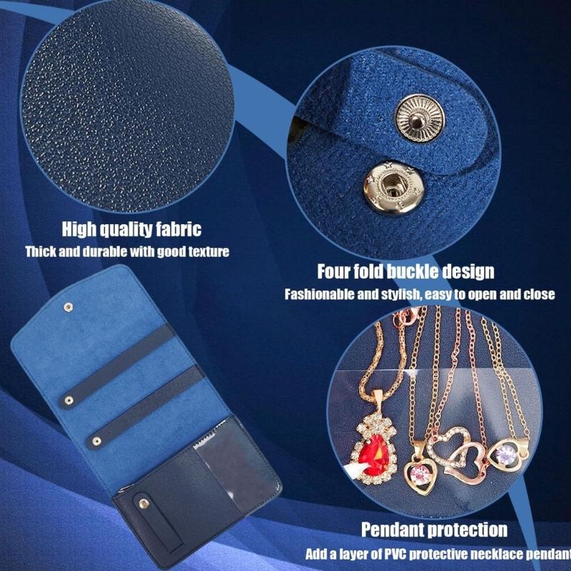 Portable Jewelry Storage Roll Up Case With Multiple Compartments To Prevent Tangling Ideal For Travel 15X13X2cm