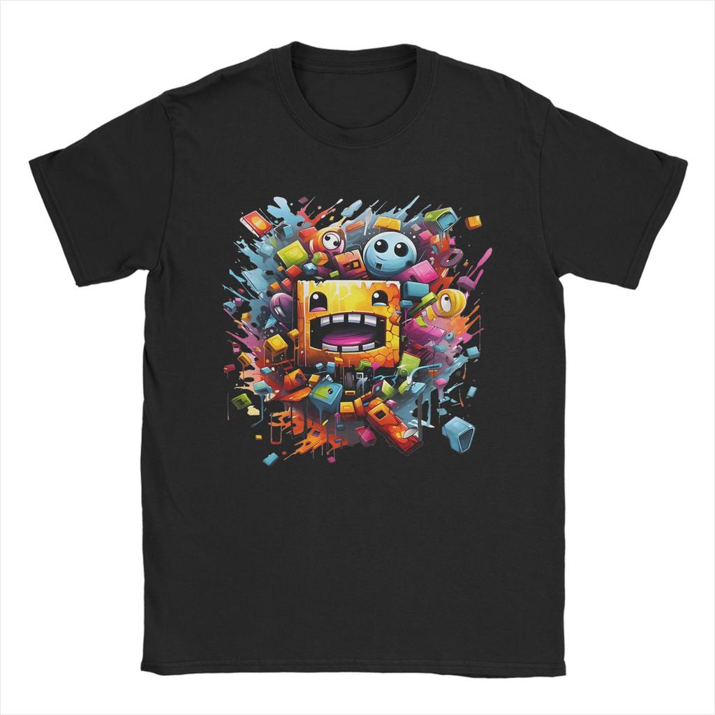 T-shirt Unisex Unisex Runner Geometry Dash Gioco Divertente 100% Cotone Magliette Manica Corta Geometric Dash T-shirt Girocollo Abbigliamento Estate
