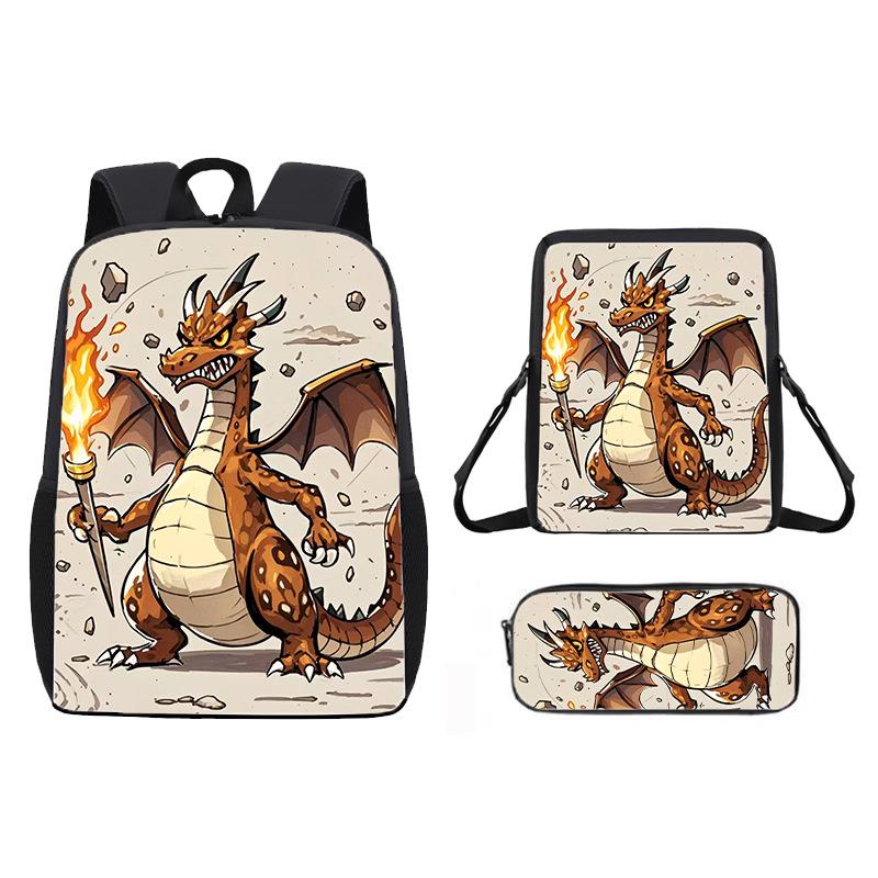 Dinosaur Animal Print Children School Backpack With Durable Oxford Material