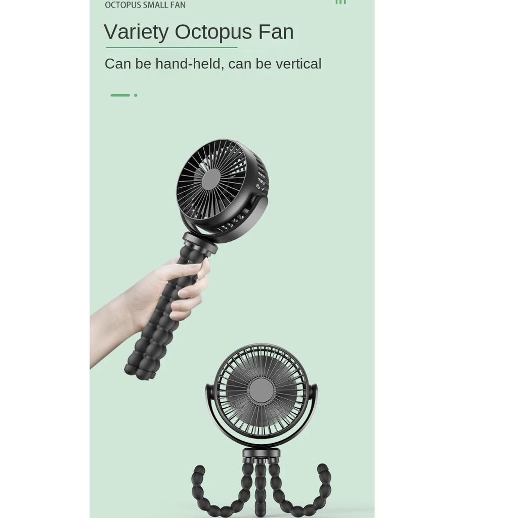 Quiet Octopus Mini Fan, Portable Rechargeable Fan for Baby Stroller & Outdoor