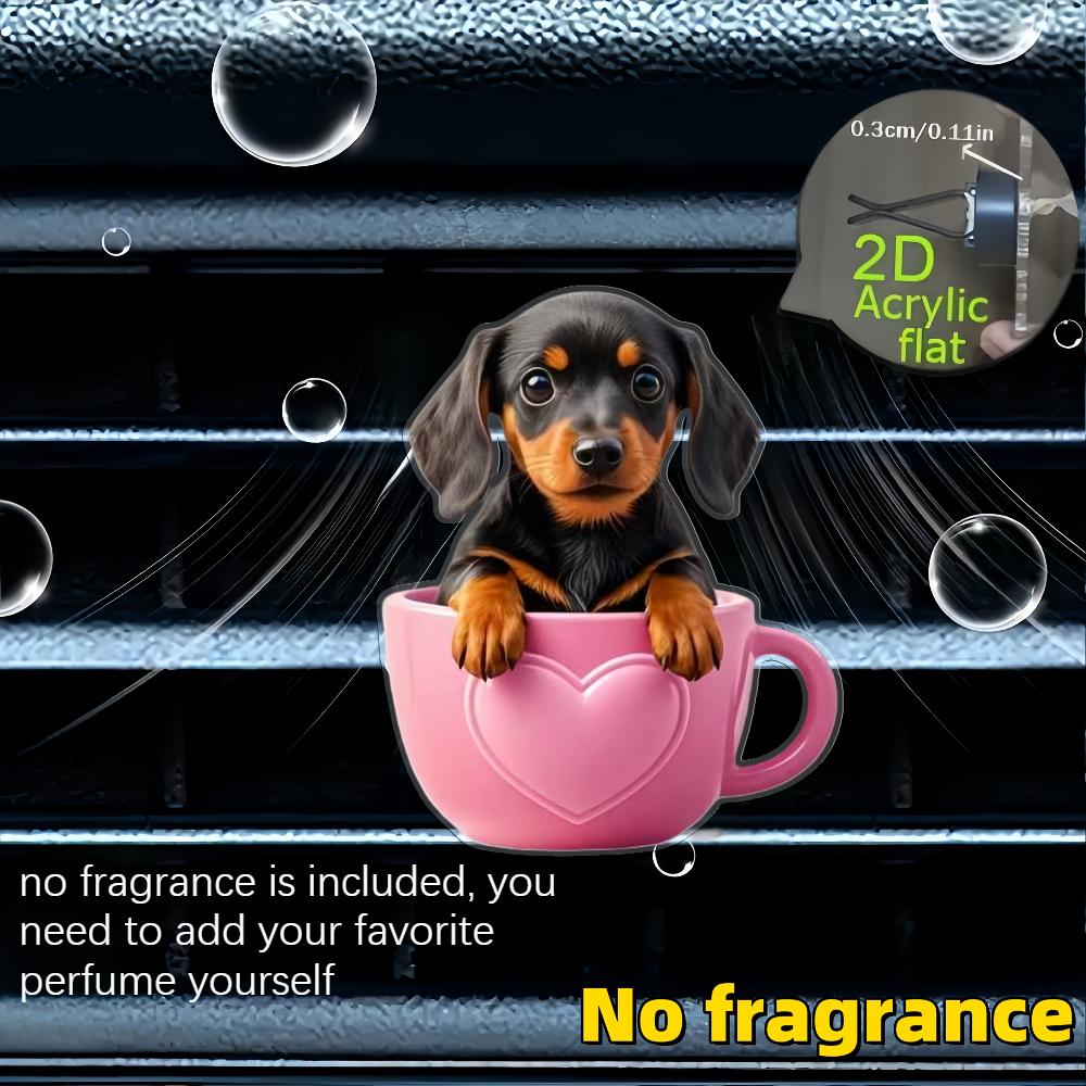 2D flat cup dog car vent clip decorative diffuser (fragrance not included), car interior decoration, aromatherapy clip, ideal for holiday gifts