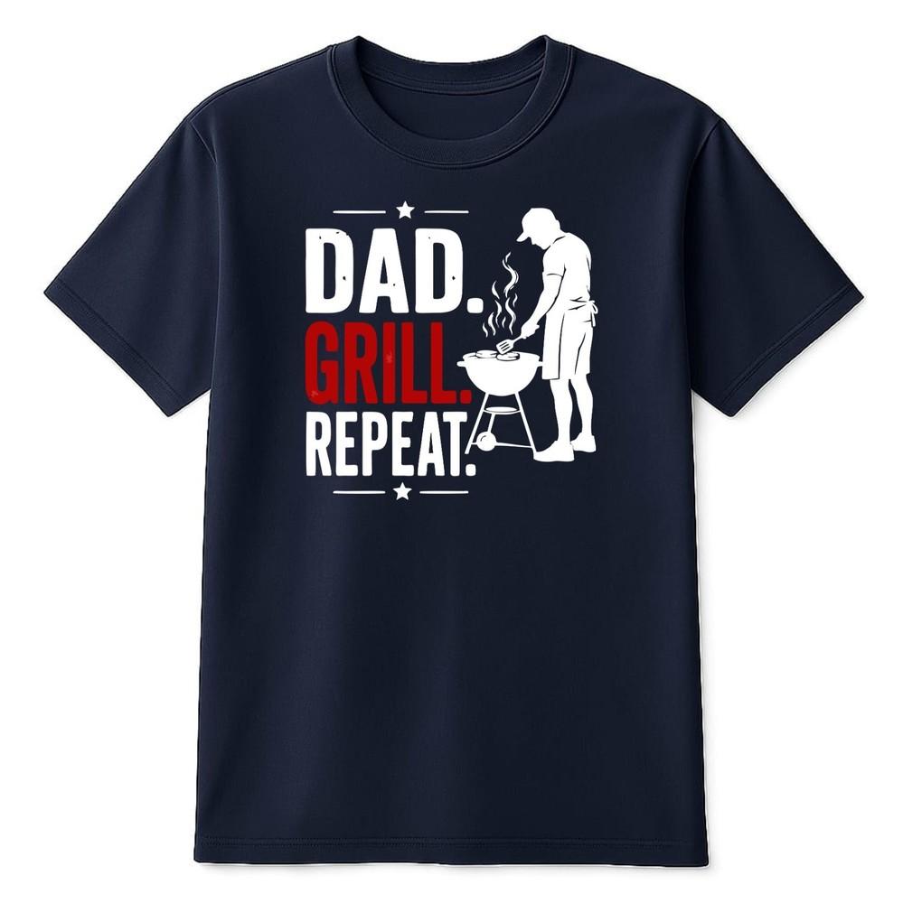Dad Grill Repeat Unisexs TShirt Funny BBQ Shirt Fathers Day Dad Gifts Short Sleeve S
