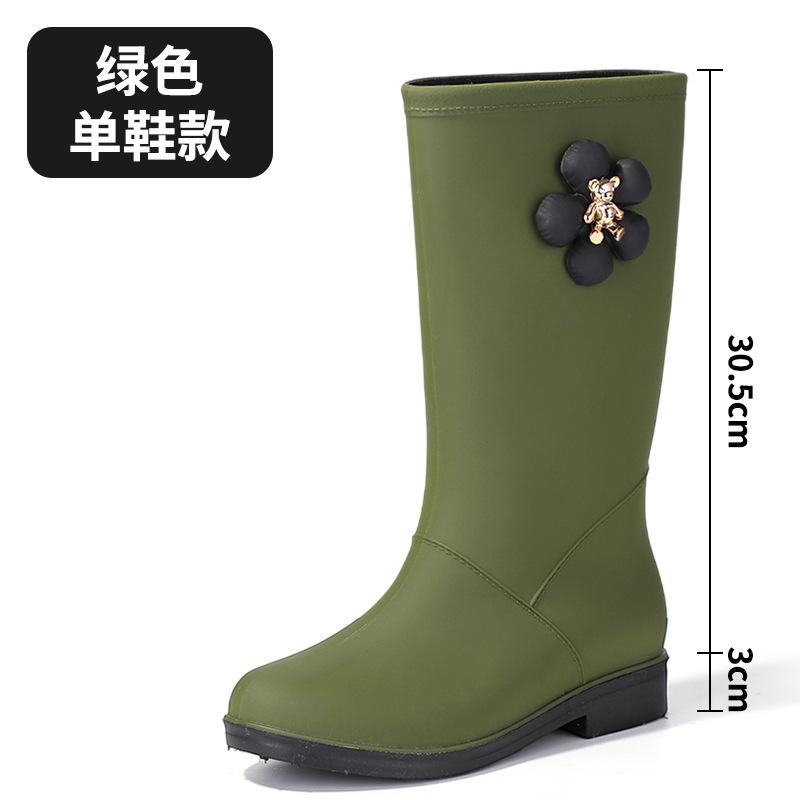

New women s tall rain boots wear-resistant water shoes winter cotton warm work rubber shoes waterproof shoes long rain shoes 40 зелёный