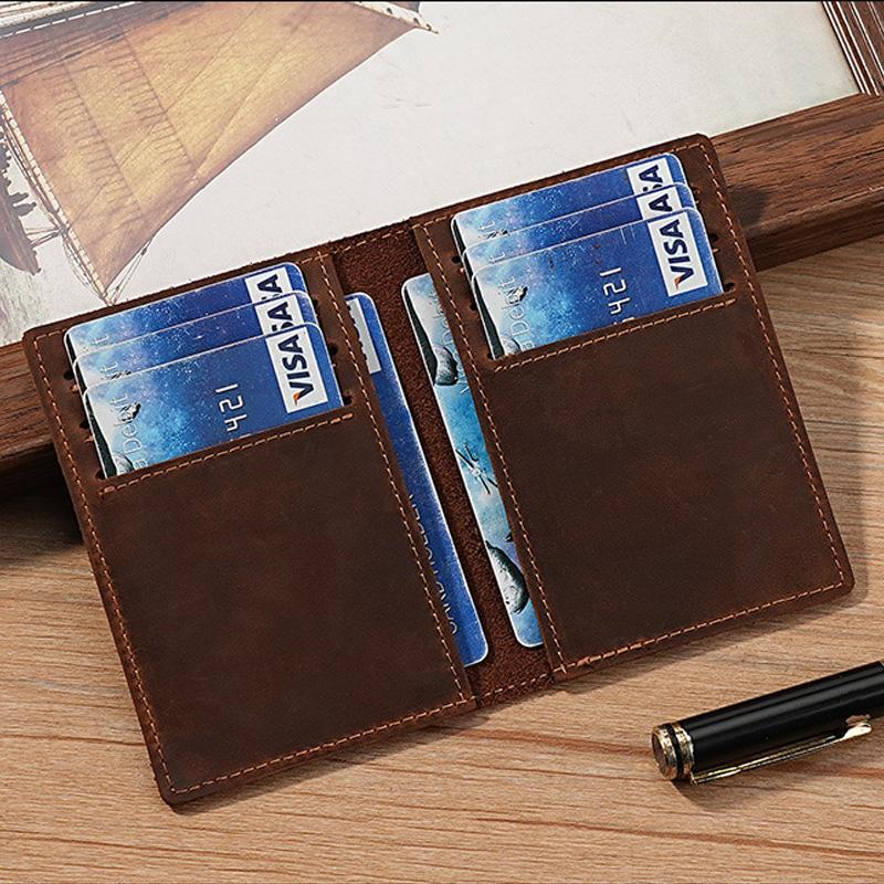 Handgefertigte Kreditkartenbrieftasche im Vintage-Stil, minimalistische Leder-Kreditkartenhalter-Brieftasche für Männer, Schutzhülle
