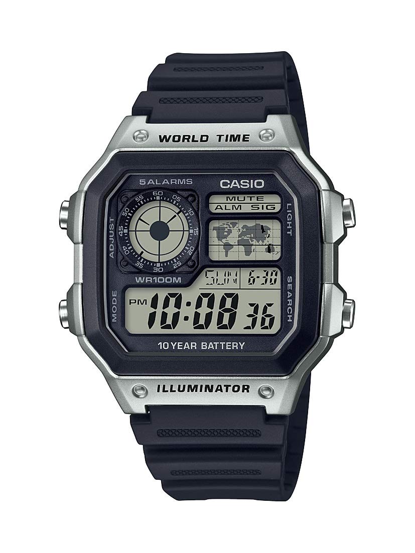 

Часы CASIO с батарейкой AE-1200WH-1CVCF Мужские 10-летние чёрный