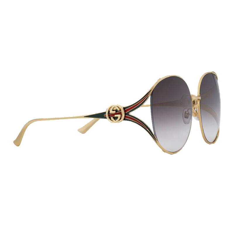 GUCCI Double G Gold Frame Round Sunglasses Women’s