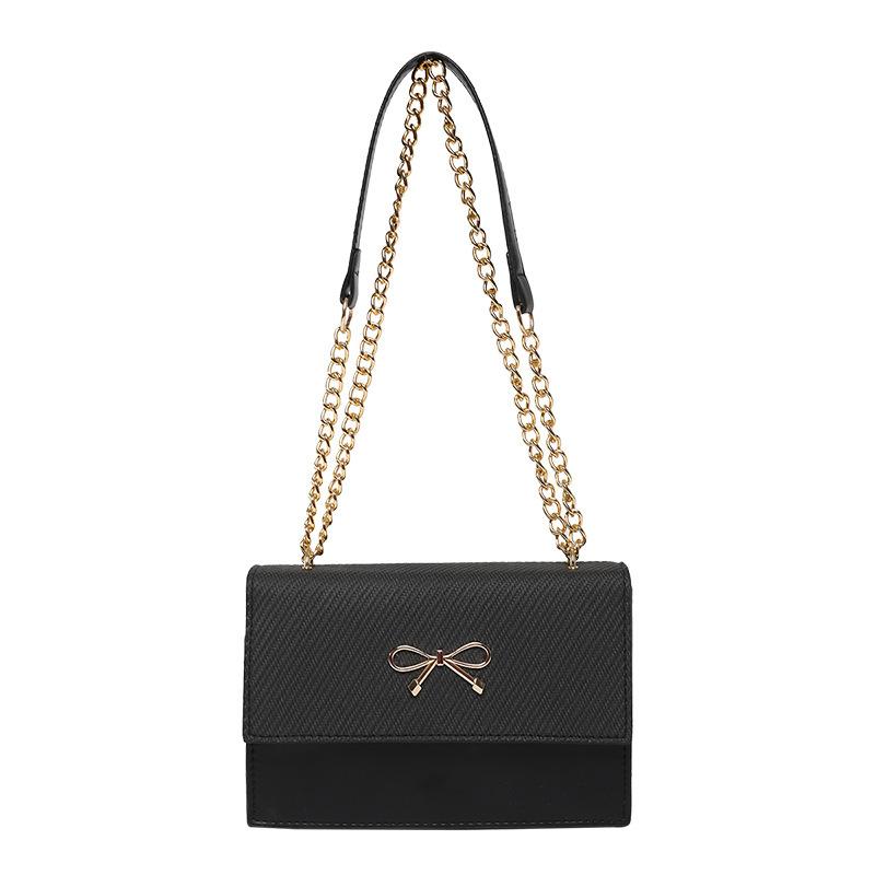 Simple small square bag 2025 spring and summer new fashion bow chain bag versatile shoulder bag women's messenger women's bag